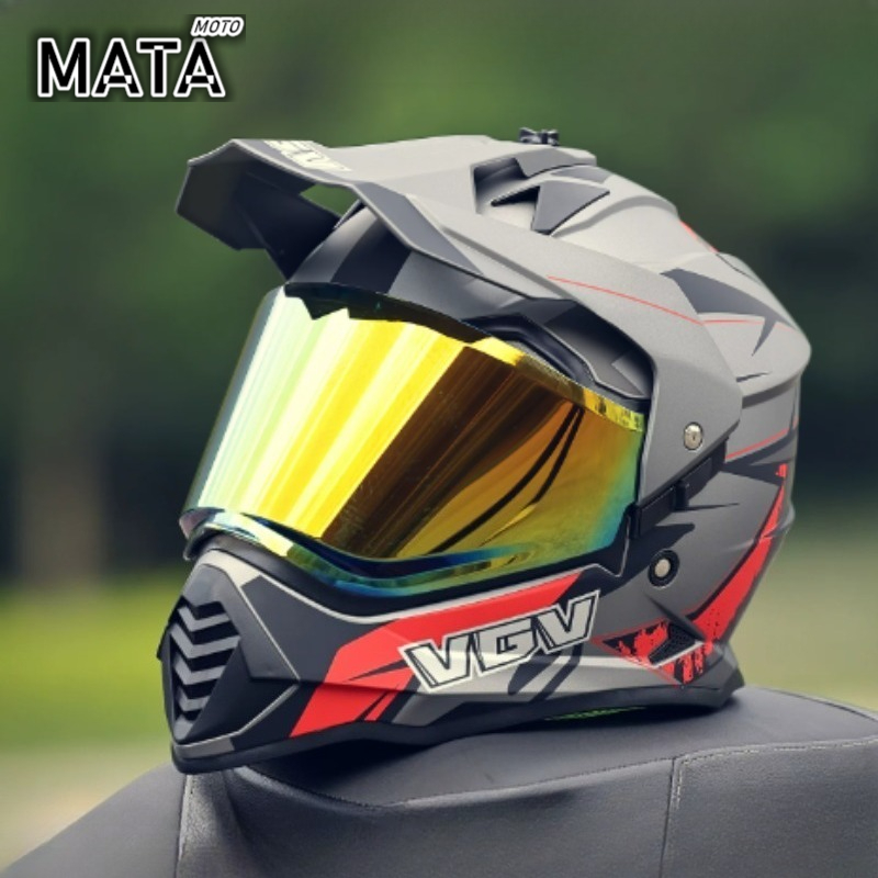 Full Face Motorcycle Helmet With Bluetooth - خوذة دراجة نارية VGV موتوكروس معتمدة